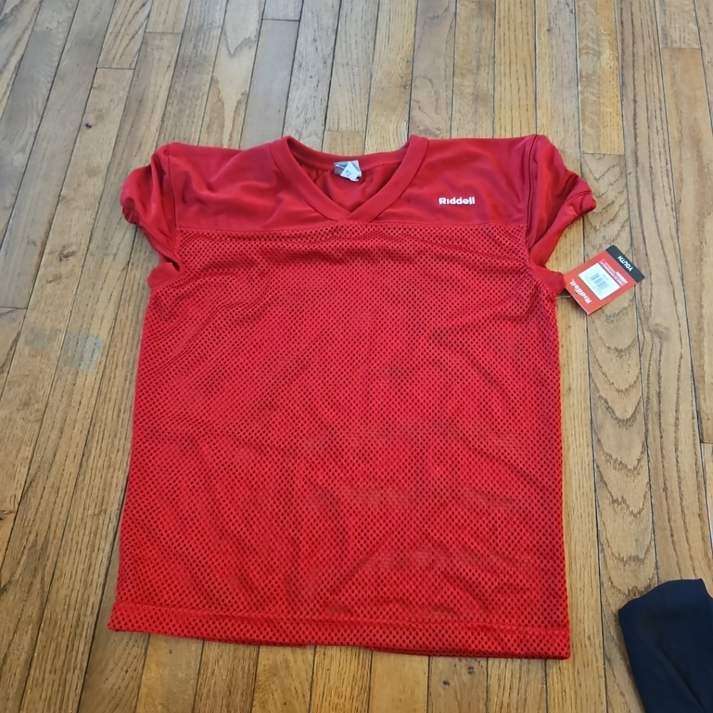 Riddell practice football jersey   Red , Youth Large